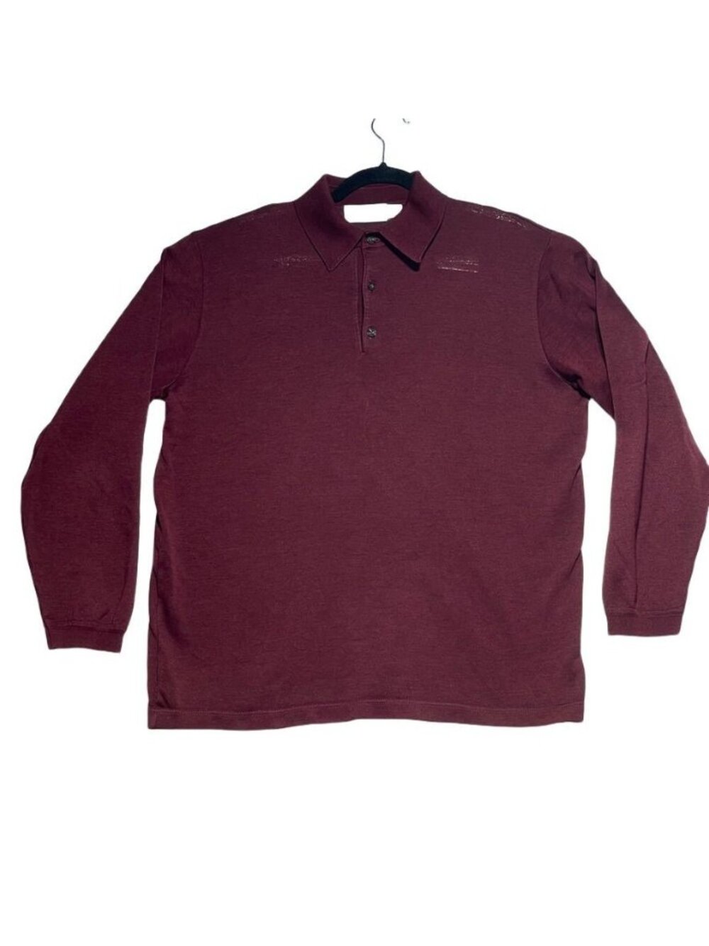 ST CROIX KNIT Shirt Mens Long Sleeve Button Polo Sweater Maroon Size M - Picture 2 of 7